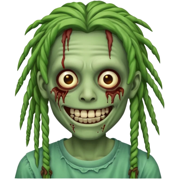zombie with dreads with braces smiling  emoji