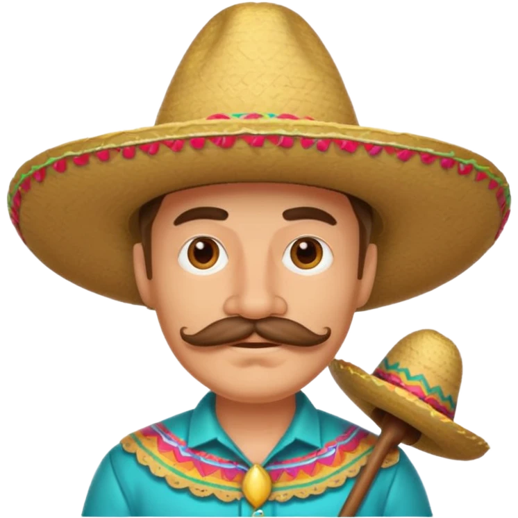 White guy with a mustache wearing a sombrero emoji