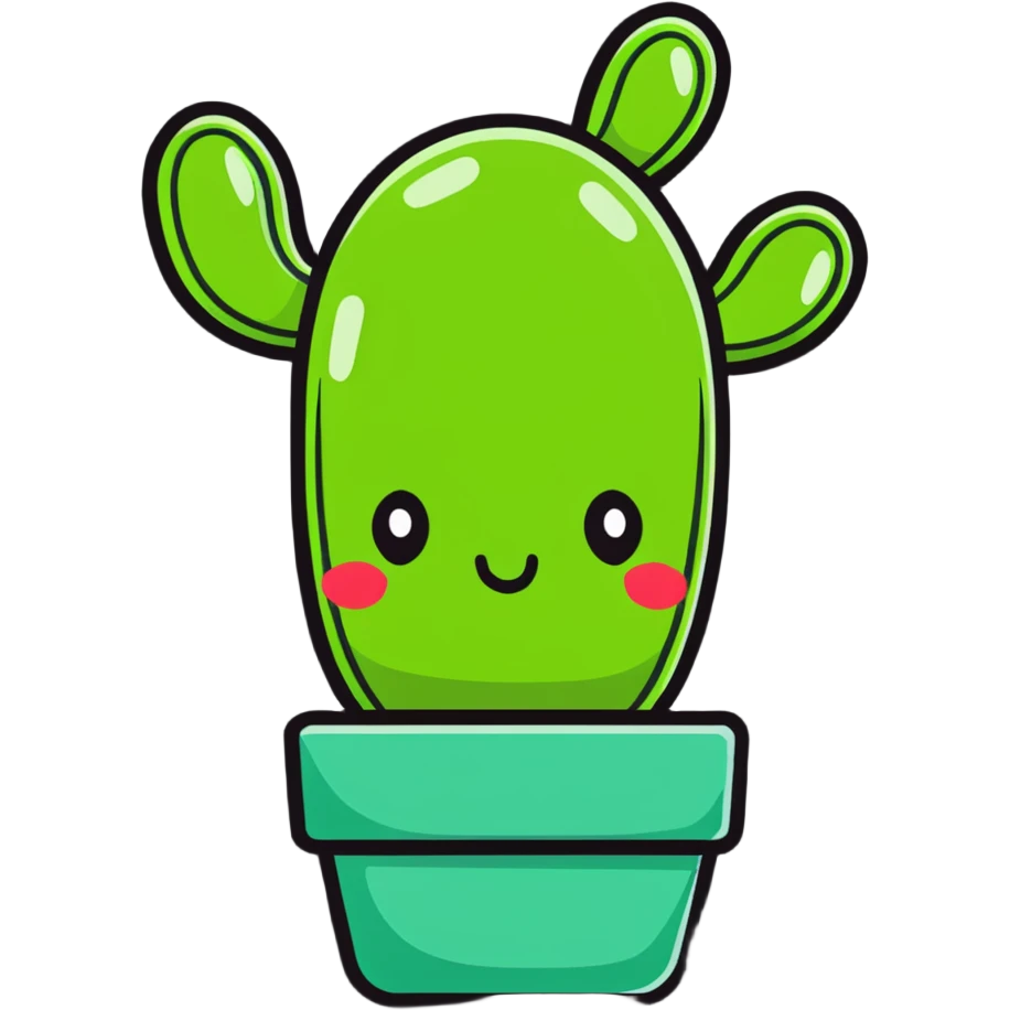 cute cartoon cactus character emoji