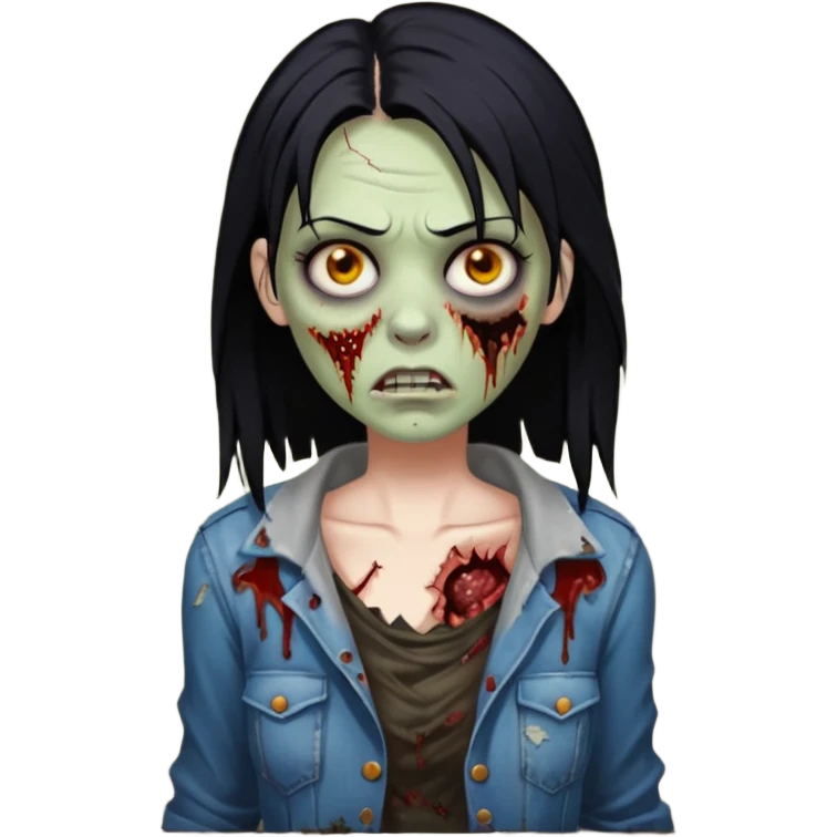 mulher zumbi cabelo liso preto emoji