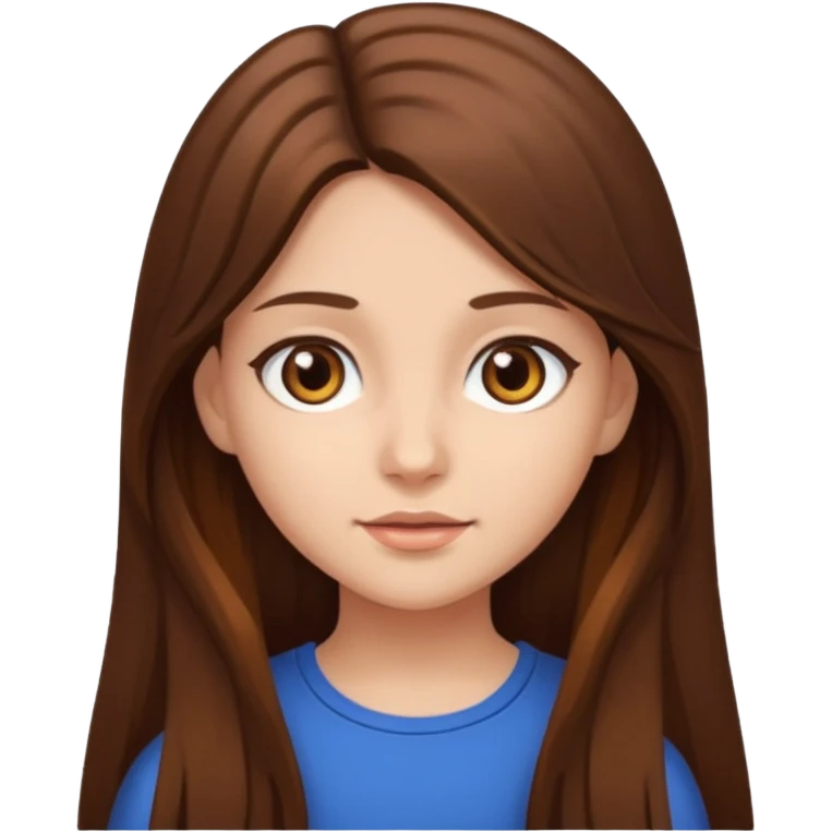 Emoji Fille cheveux long et brun yeux brun emoji