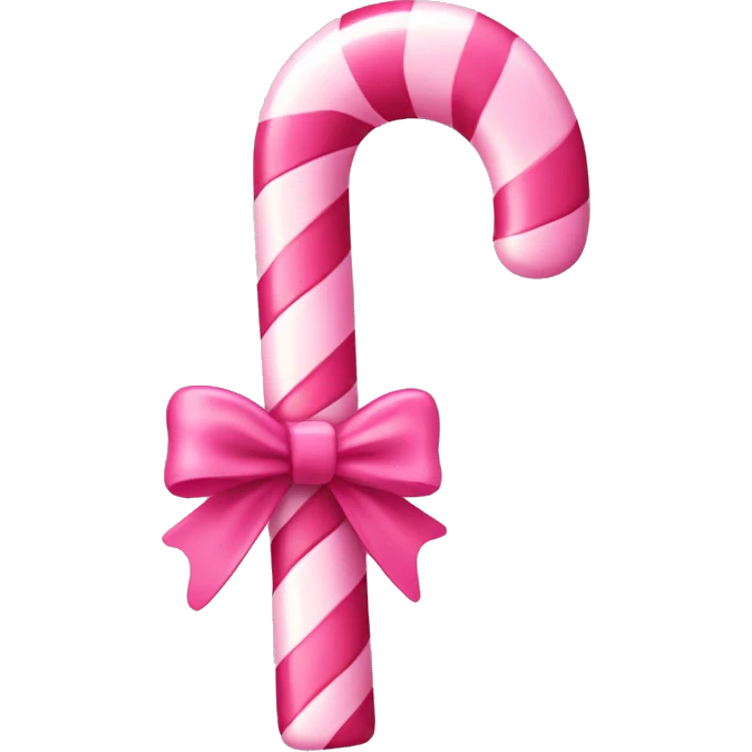 Pink candy cane with pink bow emoji