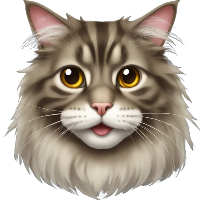 Maine Coon with a stupid face emoji