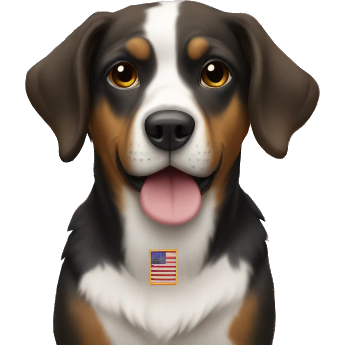 Dog in front of flag emoji