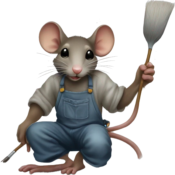 rat painter wall mural painting a mural emoji