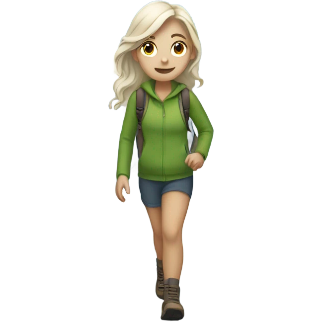 White skin Girl walking down a mountain emoji