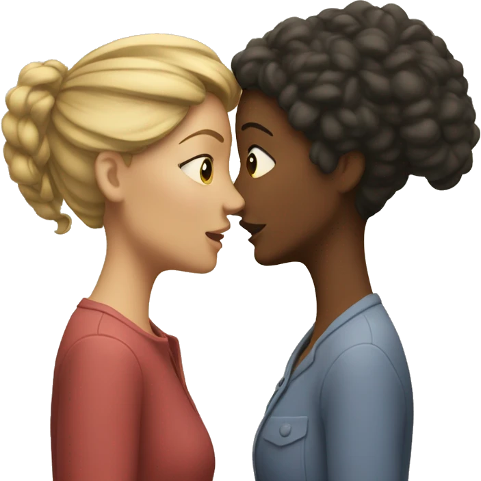 One woman whispers into the ear of another woman. emoji