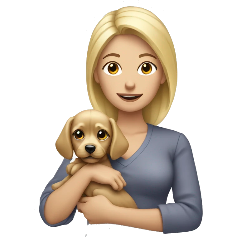 Blond hair woman holding Yorkshire puppy emoji