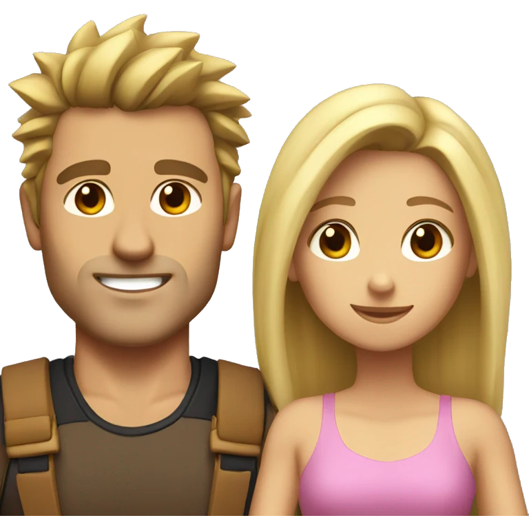 A couple. The guy is very muscular with spiky brown hair and the girl has long blonde hair  emoji