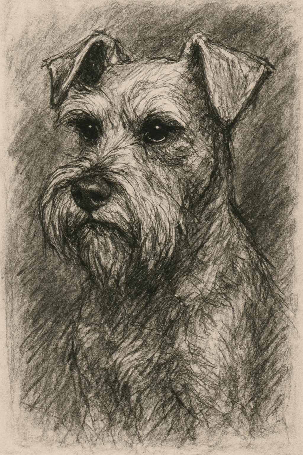 hand-drawn sketch of white schnauzer dog with detailed fur emoji