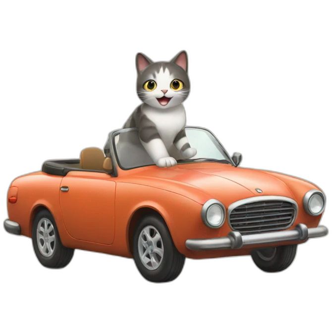 Happy cat with car emoji