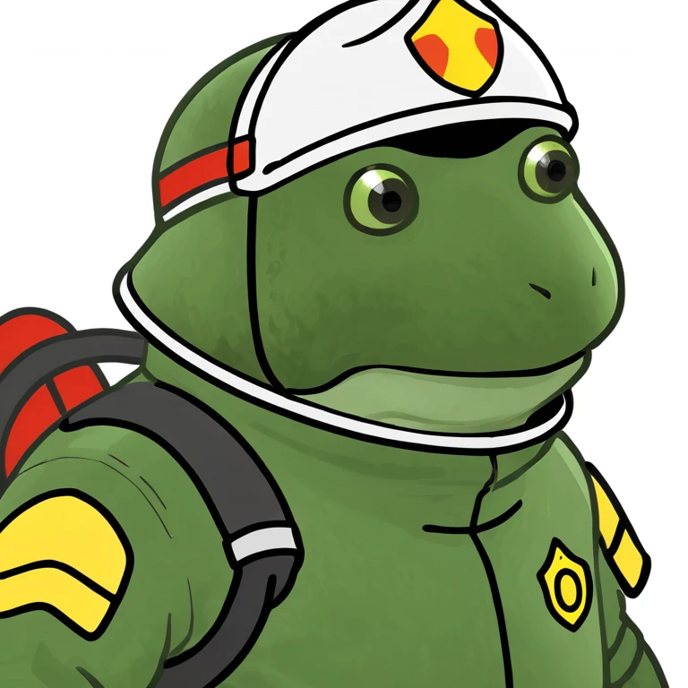 bufo in a fire fighter suit emoji