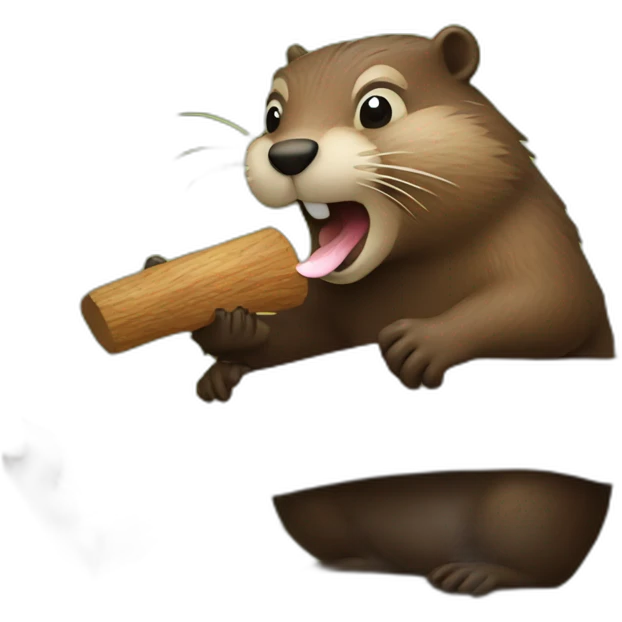 Beaver biting wood emoji