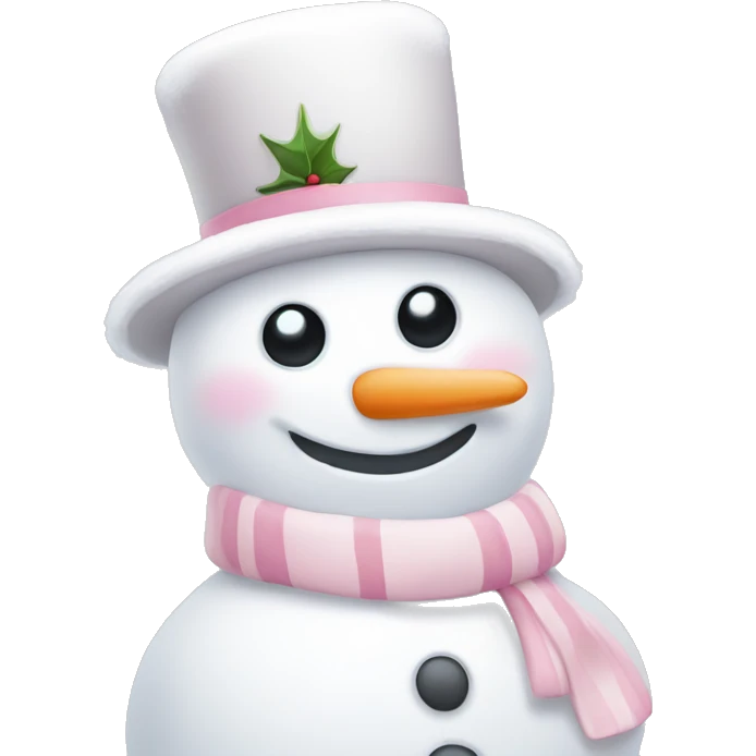 Cute white and light pink snowman emoji
