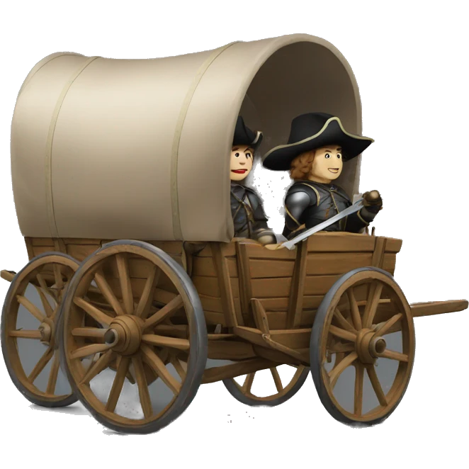 17th century musketeers driving mail wagon emoji