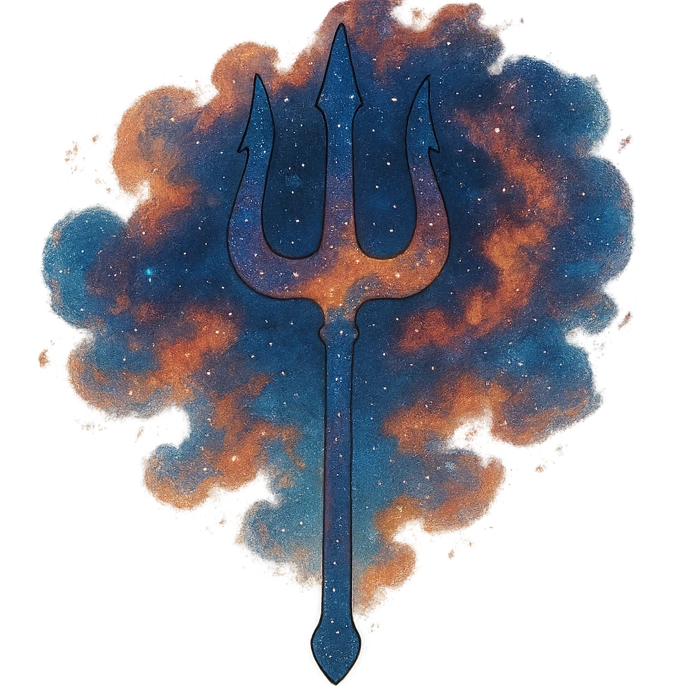 space trident with cosmic nebula effects emoji