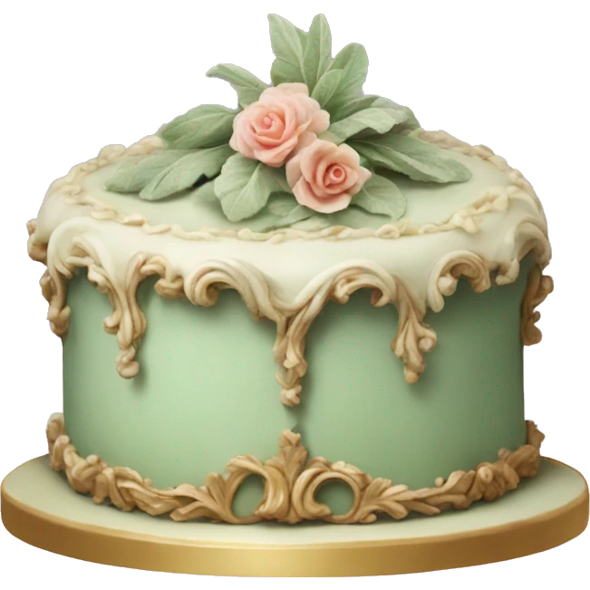 highly detailed sage rococo cake emoji