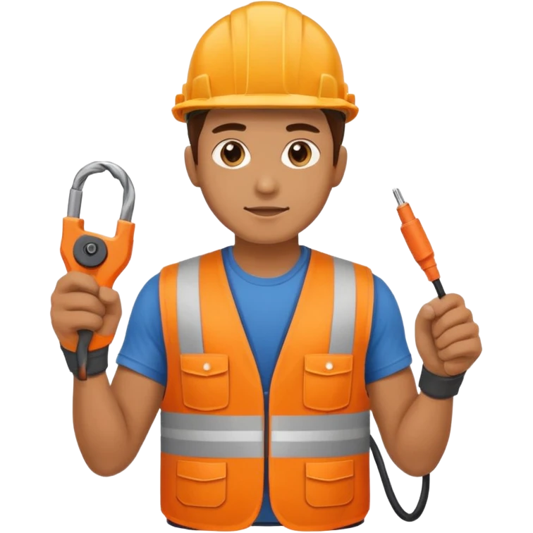 Electrician + cable coil + orange vest emoji