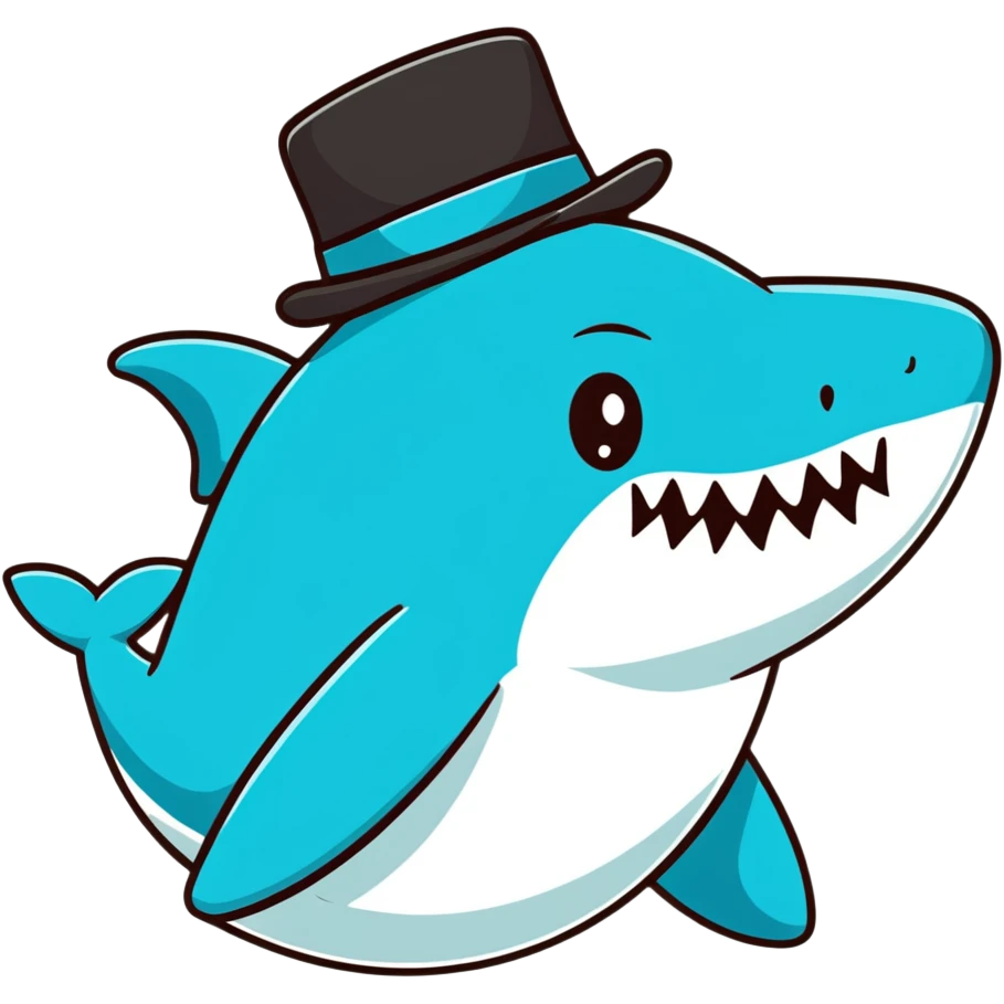 Shark with a top hat emoji