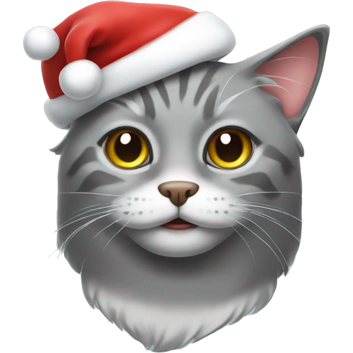 Gray Cat with Santa hat emoji
