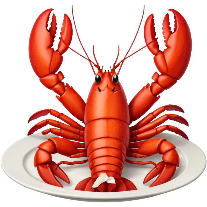 cooked lobster on a plate, no garnish emoji