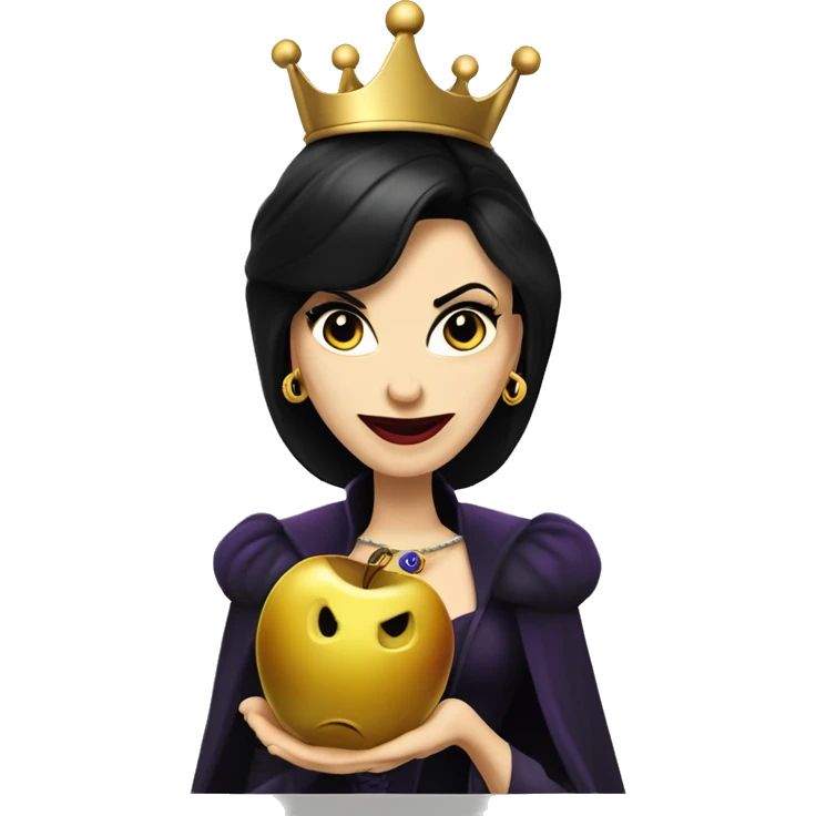 The Evil Queen Regina Mills from Once Upon A Time, holding a golden apple,smirking evily. emoji
