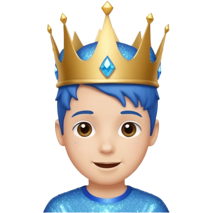 blue Boy happy glitter blue crown emoji