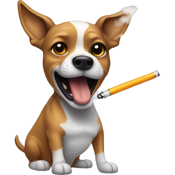 Dog hitting a vape emoji