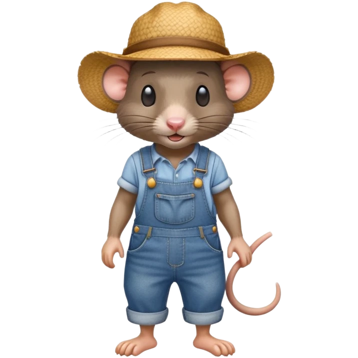 farmer rat in denim overalls with a straw hat emoji