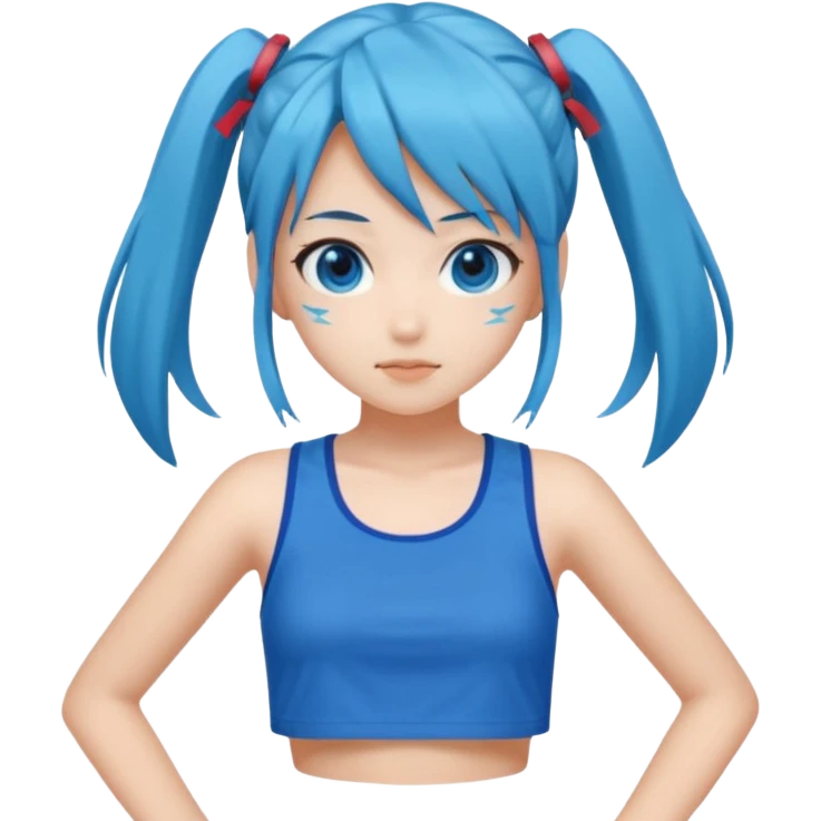Miku big boobs blue crop top and shorts emoji