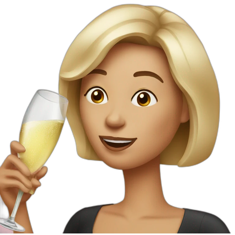 Funny woman drinks champagne emoji