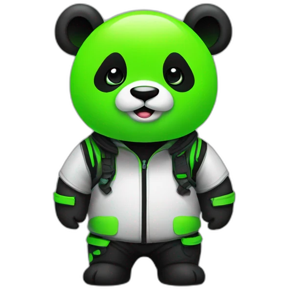 panda hacker neon green emoji