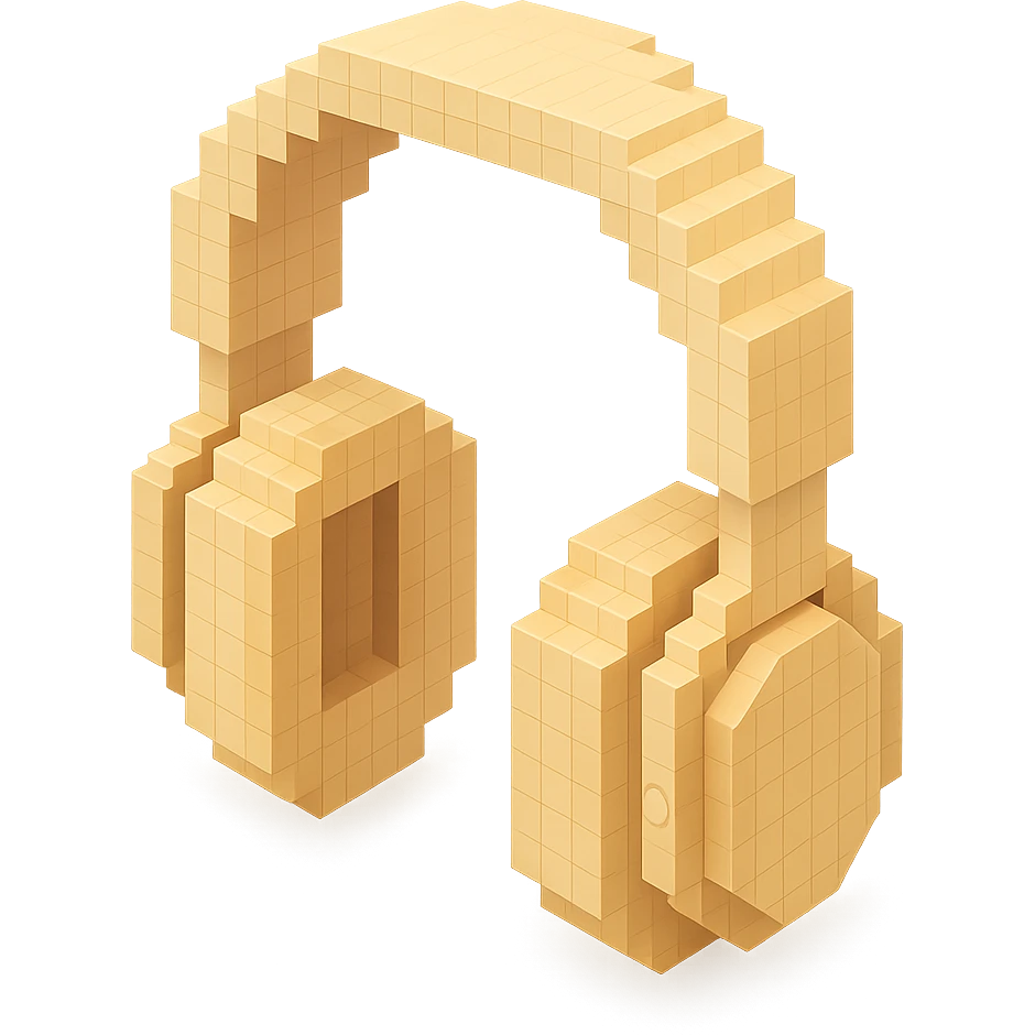 full-size Sony headphones, light beige color, isometric view emoji