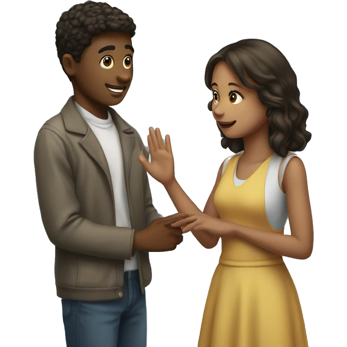 Young man giving a hand to a young woman emoji