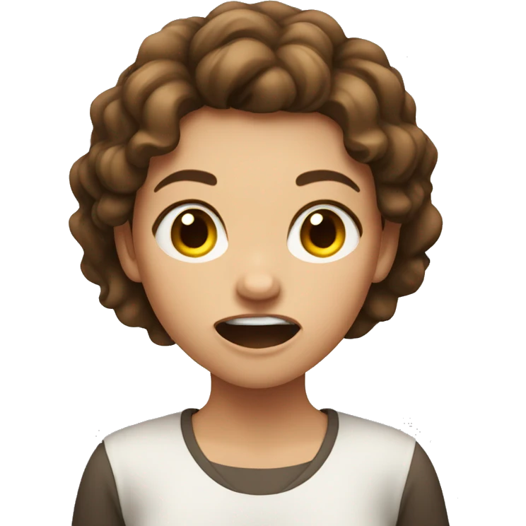 Girl with brown hair growling emoji