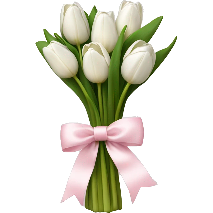 White tulips bouquet with light pink bow  emoji