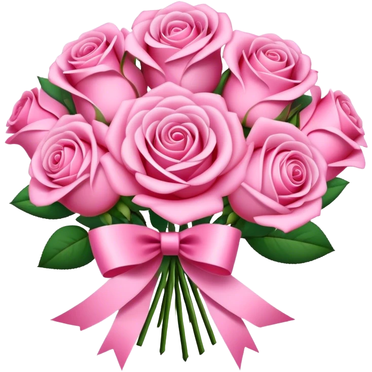 pink rose bouquet with pink ribbons  emoji
