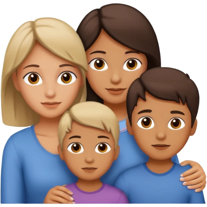 Mamá y dos hijos niño y niña  emoji