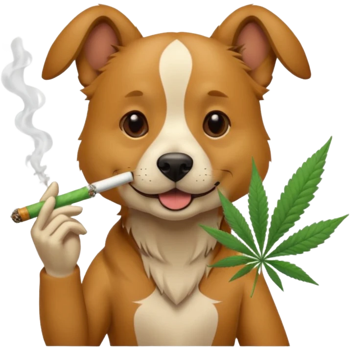 a dog smoking weed emoji