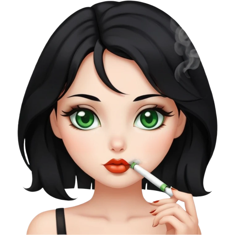 sexy smoking bunny black hair green eyes emoji