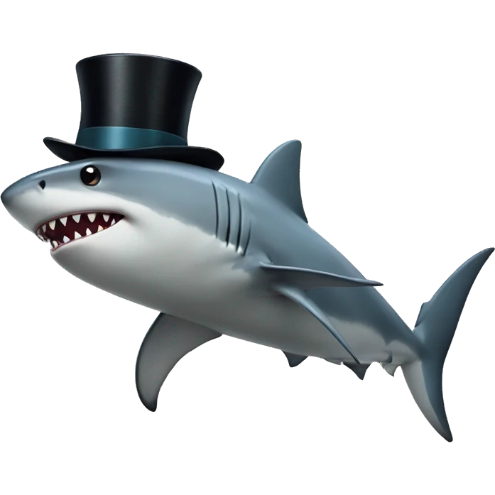 Shark with a top hat emoji