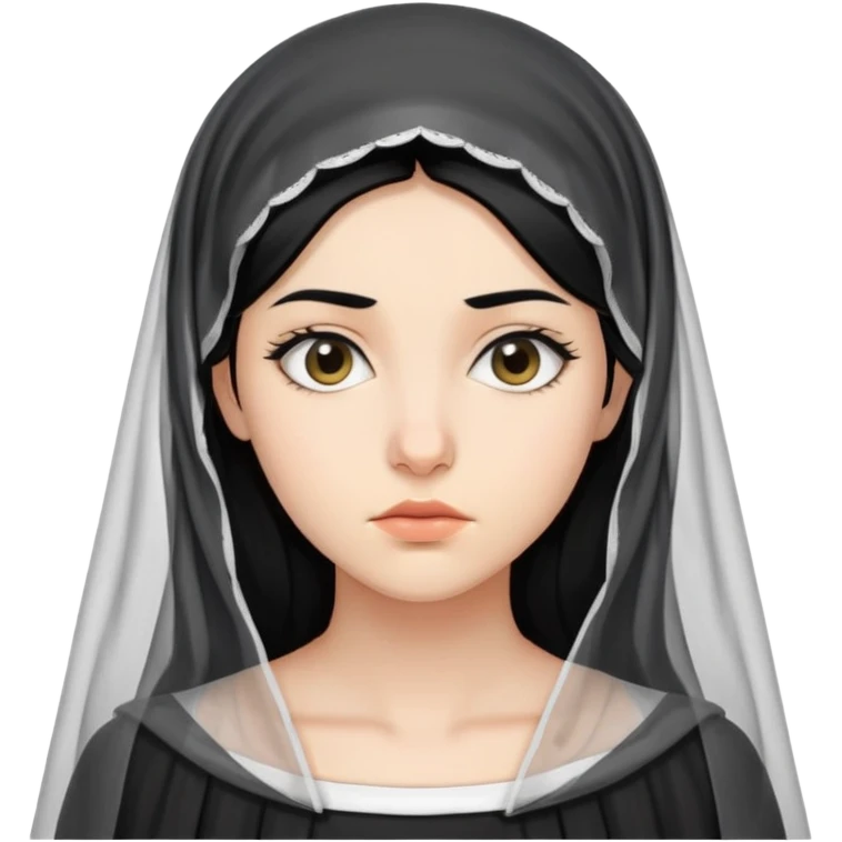 "- Nữ
- 20 tuổi
- Da trắng
- Tóc đen
- Đầu đội lúp
- Mặt nghiêm túc
" emoji
