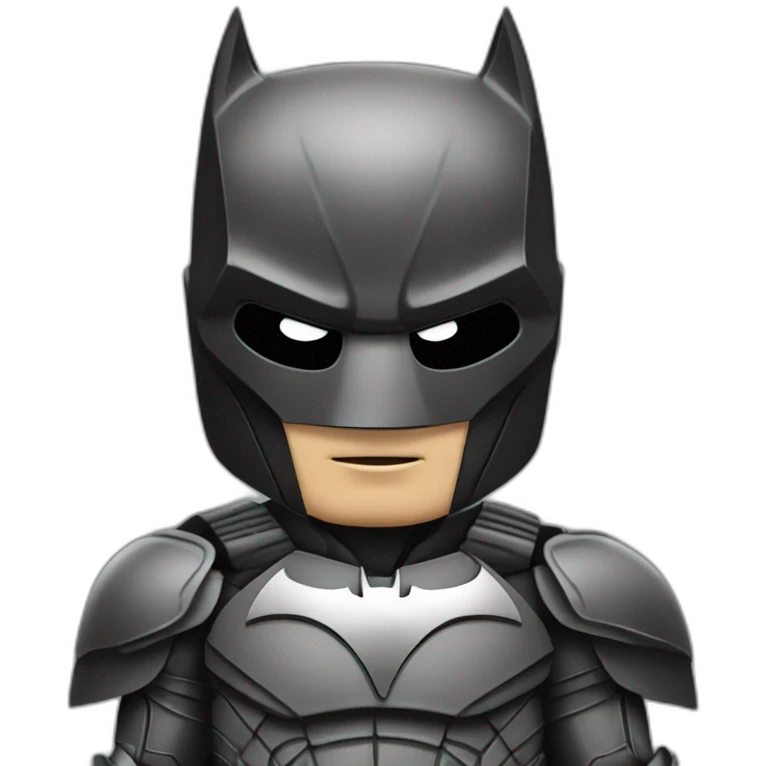 Batman with iron man armor in black and gray with bat mask emoji