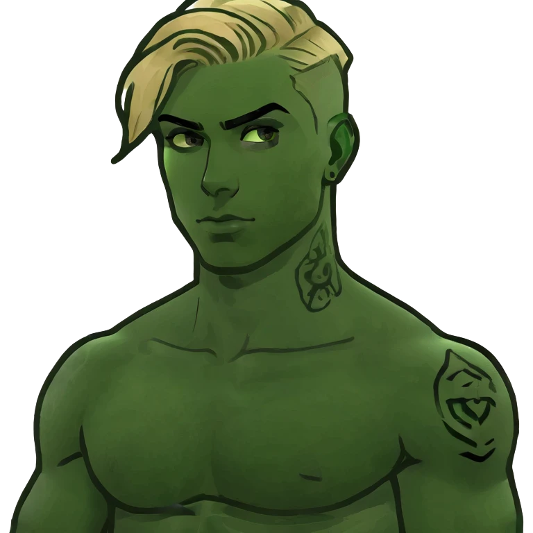 Sexy military blonde hair and blue eyes man with body tattoos sexy pose sfw emoji