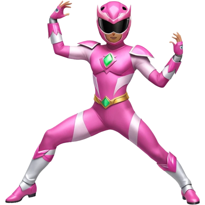 Pink Power Ranger in a dynamic dance pose emoji