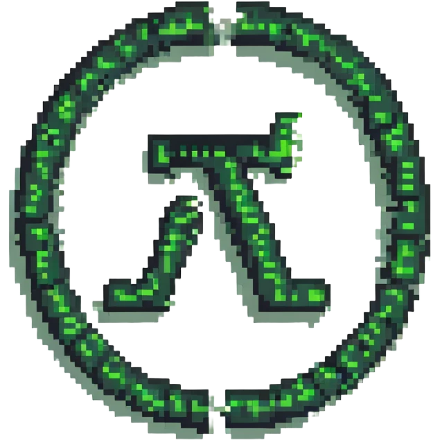  combine the π (pi) math symbol, binary code, and digital mist emerging from it. emoji