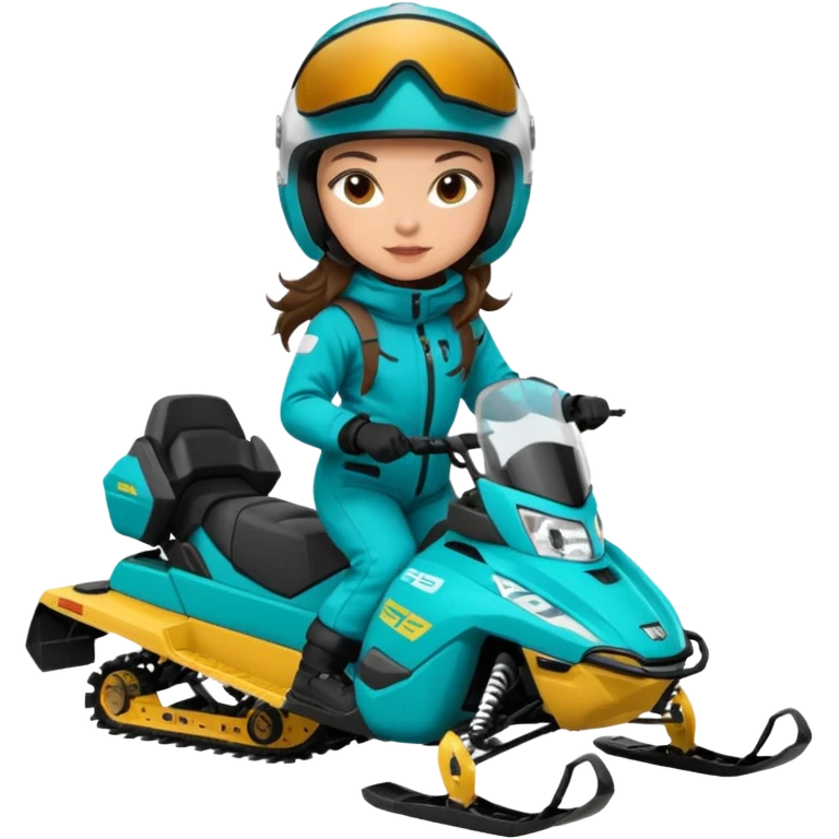 Can you create an emoji of a brunette girl on a teal polaris khaos 850 155 snomobile emoji