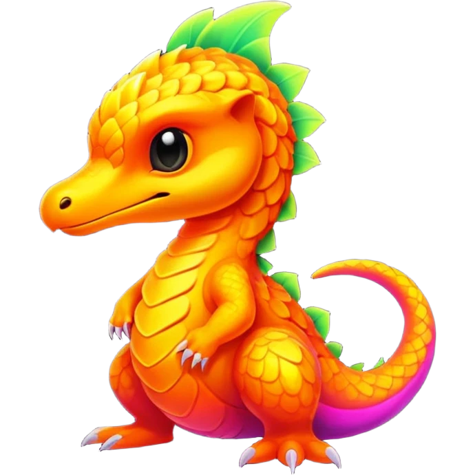 Exotic lush warm-colored neon Fakémon-Fionbri-creature emoji