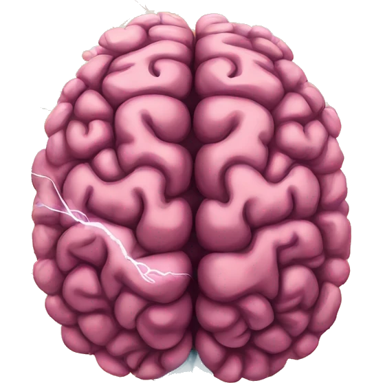 brain split in half by lightning emoji