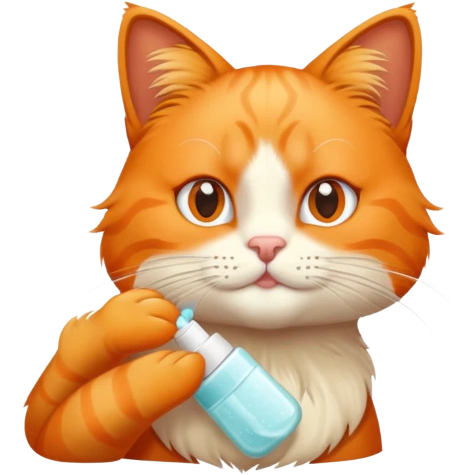 Orange cat doing skincare  emoji